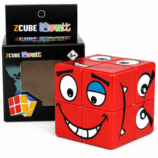 Z Cube 2x2 Emoji Face Pattern Puzzle (UV Printed Red)