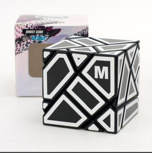 Ninja Ghost Cube 3x3 Shape Mod (Black with White Stickers)