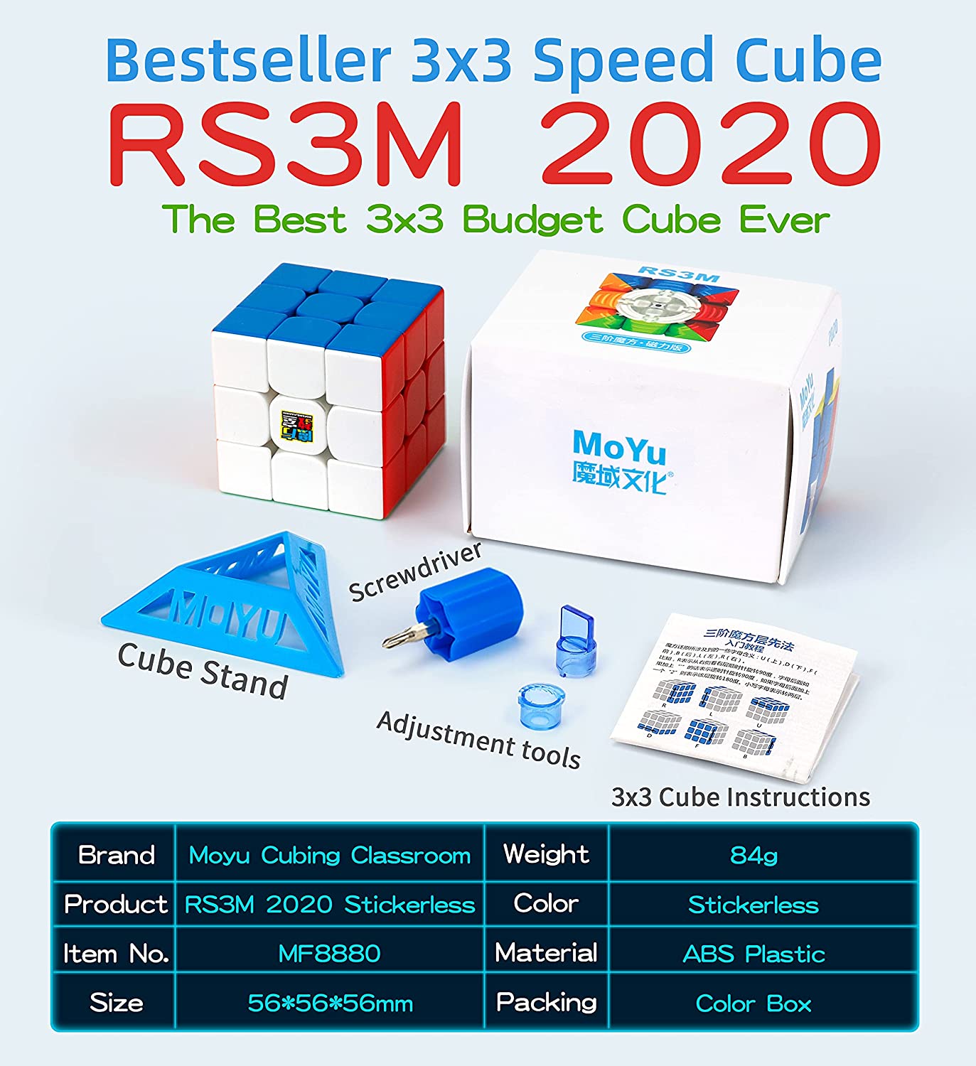 MoYu RS3M 2020, 3x3 Magnetic Speed Cube Adjustable MoYu RS3M 2020, 3x3 Magnetic Speed Cube Adjustable