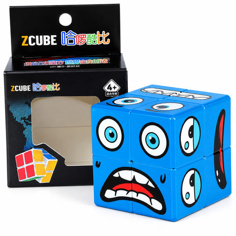Z Cube 2x2 Emoji Face Pattern Puzzle (UV Printed Blue)