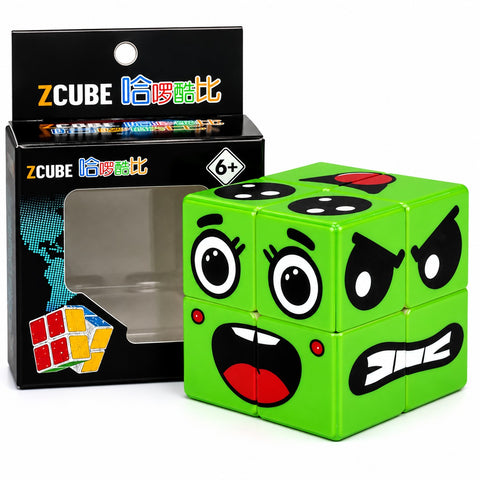 Z Cube 2x2 Emoji Face Pattern Puzzle (UV Printed Green)