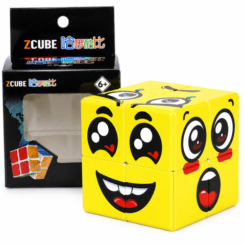 Z Cube 2x2 Emoji Face Pattern Puzzle (UV Printed Yellow)