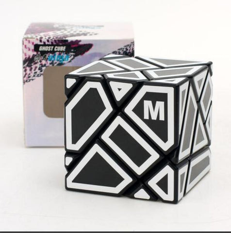 Ninja Ghost Cube 3x3 Shape Mod (Black with White Stickers)