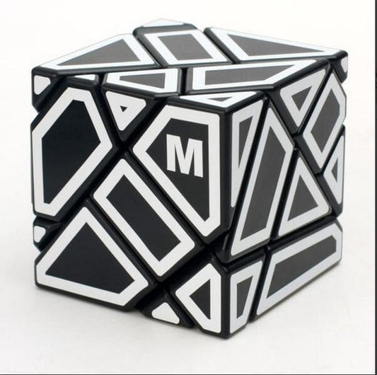 Ninja Ghost Cube 3x3 Shape Mod (Black with White Stickers)