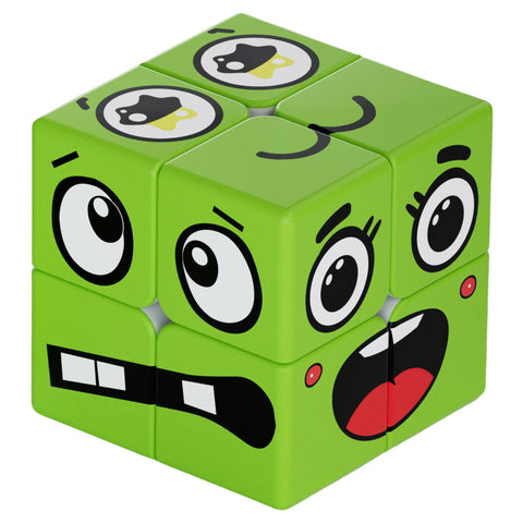 Z Cube 2x2 Emoji Face Pattern Puzzle (UV Printed Green)