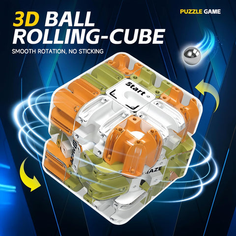 3D Ball Rolling-Cube Maze Puzzle (70mm Morandi Labyrinth)