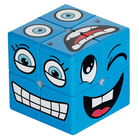 Z Cube 2x2 Emoji Face Pattern Puzzle (UV Printed Blue)