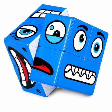 Z Cube 2x2 Emoji Face Pattern Puzzle (UV Printed Blue)