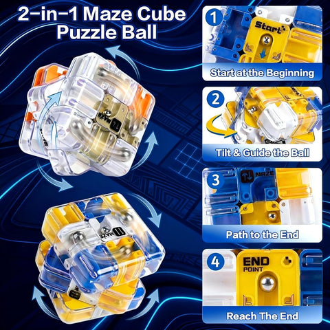 3D Ball Rolling-Cube Maze Puzzle (70mm Labyrinth)