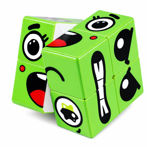 Z Cube 2x2 Emoji Face Pattern Puzzle (UV Printed Green)