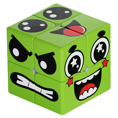 Z Cube 2x2 Emoji Face Pattern Puzzle (UV Printed Green)