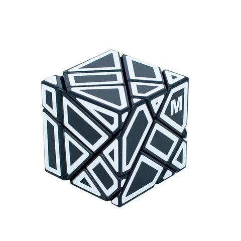 Ninja Ghost Cube 3x3 Shape Mod (Black with White Stickers)