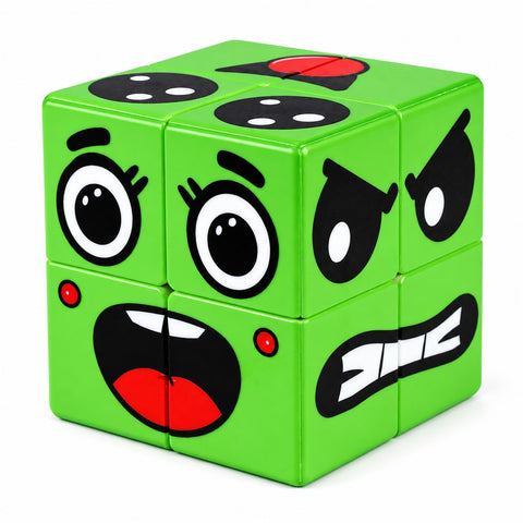 Z Cube 2x2 Emoji Face Pattern Puzzle (UV Printed Green)