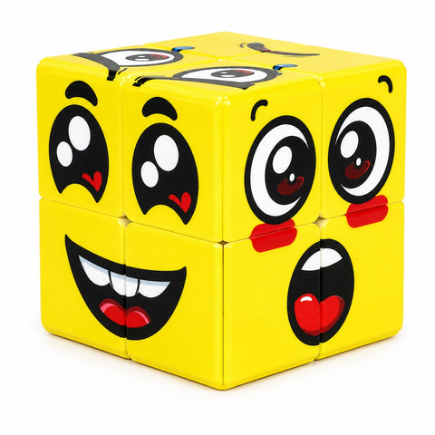 Z Cube 2x2 Emoji Face Pattern Puzzle (UV Printed Yellow)