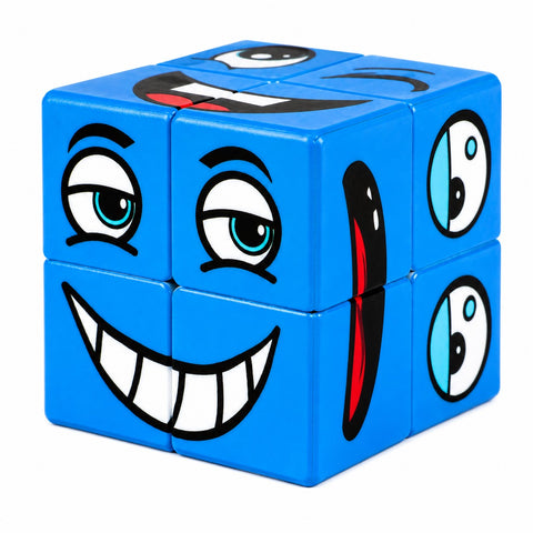 Z Cube 2x2 Emoji Face Pattern Puzzle (UV Printed Blue)