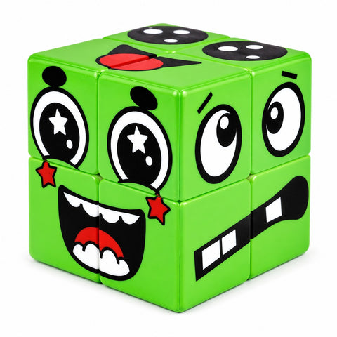 Z Cube 2x2 Emoji Face Pattern Puzzle (UV Printed Green)