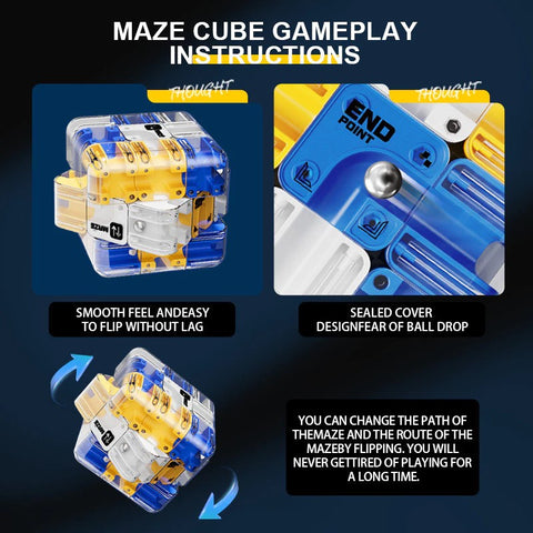 3D Ball Rolling-Cube Maze Puzzle (70mm Labyrinth)