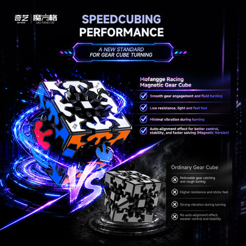 QiYi Gear 3x3 V2 Magnetic Tiled Speed Cube (Black Body)