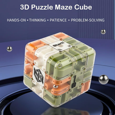 3D Ball Rolling-Cube Maze Puzzle (70mm Morandi Labyrinth)