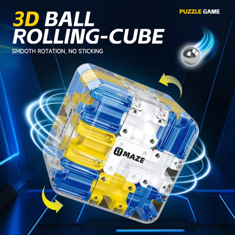 3D Ball Rolling-Cube Maze Puzzle (70mm Labyrinth)