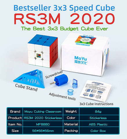 MoYu RS3M 2020, 3x3 Magnetic Speed Cube Adjustable
