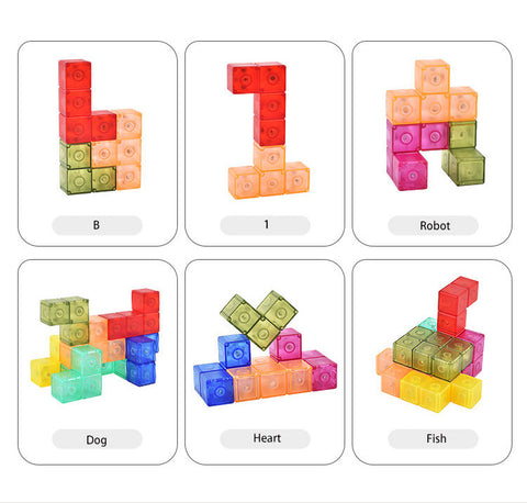 Creative Magnetic Cube Building Blocks Children's DIY Puzzle Toys Set of 7