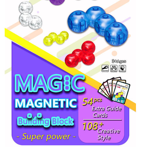 Magnetic Building Blocks 3D Puzzle Cubes with 54 Guide Cards