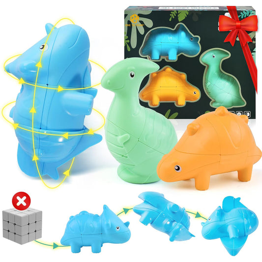3D Dinosaur Magic Cube (Set of 3) Challenging and Educational Toy - Cuberkart