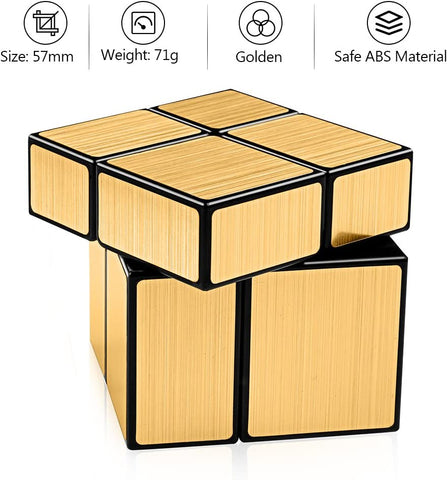 QiYi Golden Mirror Cube 2x2 High Speed Magic Cube, Gold
