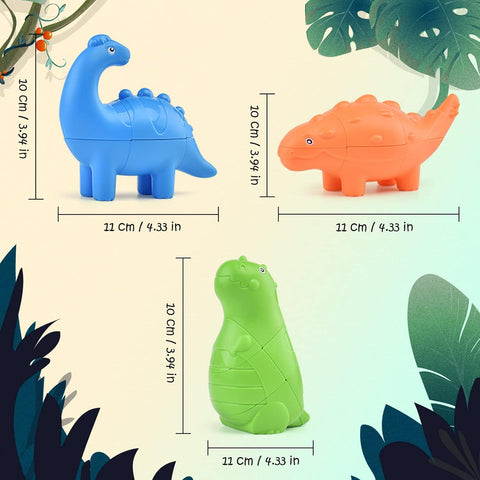 3D Dinosaur Magic Cube Puzzle (Set of 3)