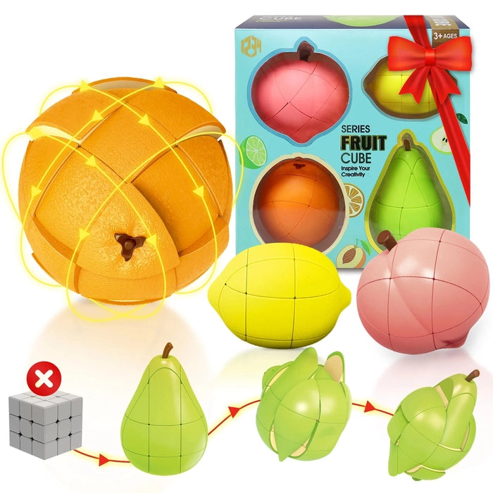Fruit Magic Cubes Lemon+Pear+Peach+Orange Cube Puzzle (Set of 4)