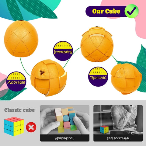Fruit Magic Cubes Lemon+Pear+Peach+Orange Cube Puzzle (Set of 4)